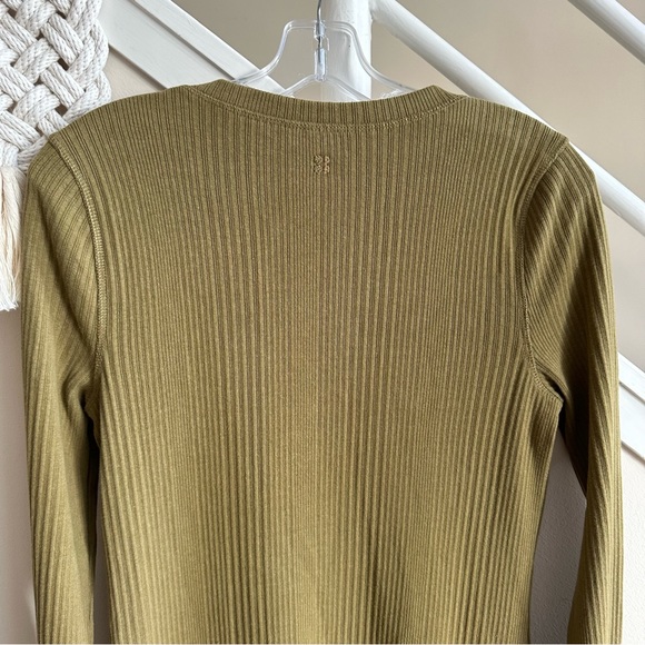 NWT Sweaty Betty Olive Green Ribbed Henley Long Sleeve Cotton Midi Dress Sz S - Picture 10 of 16